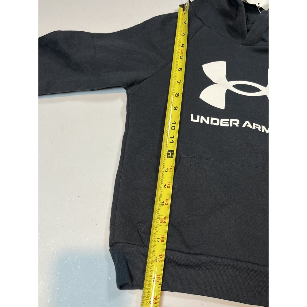 Under Armour Youth Kids YSM Black Rival Fleece Pullover Hoodie Sweatshirt Loose - Picture 9 of 9